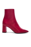 SAINT LAURENT SAINT LAURENT LEATHER BETTY HEELED ANKLE BOOTS IN RED