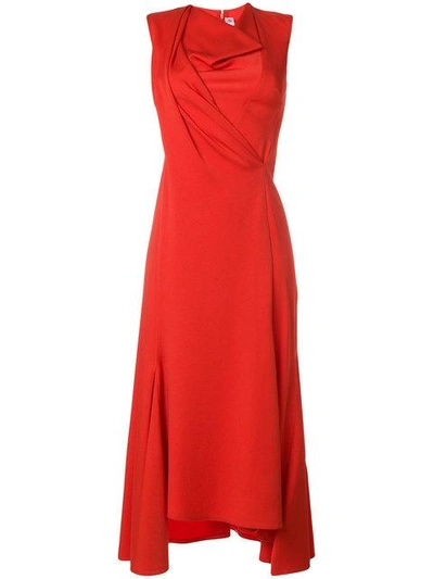 Victoria Beckham Draped Satin-crepe Midi Dress In Red Candy