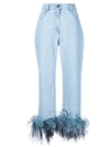 PRADA feather detail jeans,GFP377S1811P8V12623921