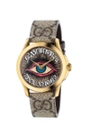 GUCCI GUCCI 38MM G-TIMELESS EYE MOTIF WATCH IN BROWN,YA1264022