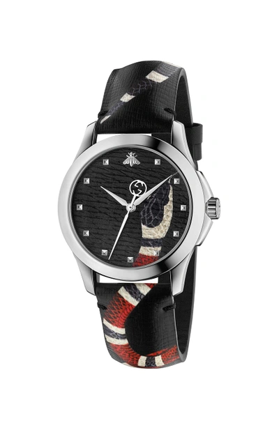 Gucci Black G-timeless 'le Marché Des Merveilles' Watch In Grey & Multicolor