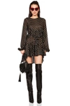 SAINT LAURENT SAINT LAURENT POLKA DOT MINI DRESS IN BLACK,POLKA DOTS,METALLIC