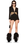 SAINT LAURENT Sequin Bow Belt Romper