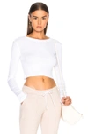 COTTON CITIZEN COTTON CITIZEN VENICE LONG SLEEVE CROP TEE IN WHITE