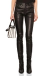 SAINT LAURENT SAINT LAURENT STRETCH LEATHER MID RISE PANTS IN BLACK