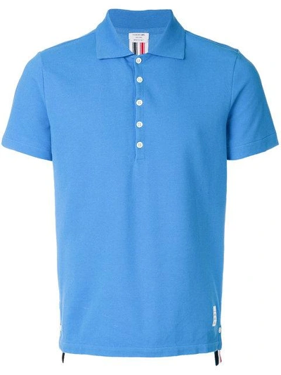 Thom Browne Button Polo Shirt In Blue