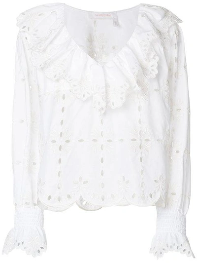 See By Chloé Open Embroidery Blouse In White