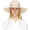 MAISON MICHEL Beige & Pink Blanche Beach Hat,1004007003