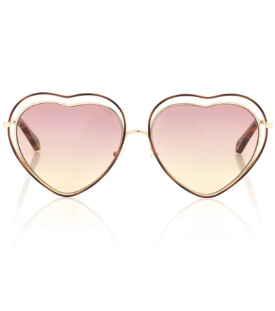 Chloé Women's Poppy Love Heart Frame Sunglasses, 61 Mm In Pink