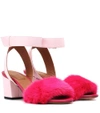 GIVENCHY LEATHER AND FUR-TRIMMED SANDALS,P00287102