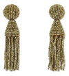 OSCAR DE LA RENTA Classic beaded tassel clip-on earrings