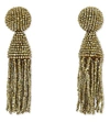 Oscar De La Renta Classic Beaded Tassel Clip-on Earrings In Champagne