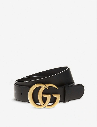 Gucci Womens Nero Double G Leather Belt