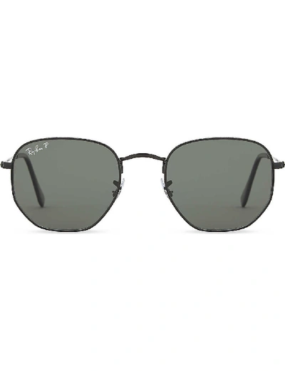 RAY BAN WOMENS BLACK RB3548N HEXAGONAL SUNGLASSES,78887138