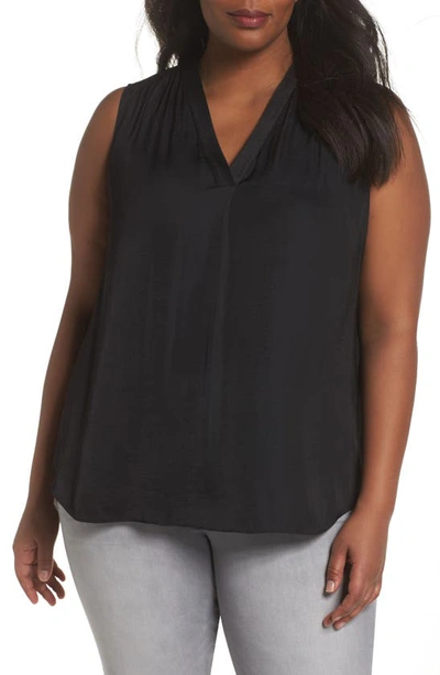 Vince Camuto Plus Size V-neck Sleeveless Blouse In Rich Black