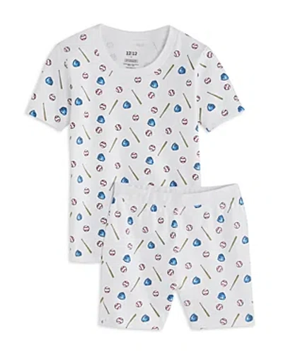 1212 Boys' Batter Up Short Sleeved Pajama Set - Little Kid In White