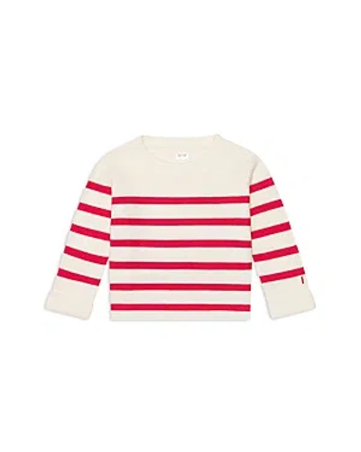 1212 Girls' Striped Garter Stitch Sweater - Little Kid In Raspberry Stripe