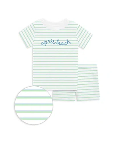 1212 Unisex Apres Beach Short Sleeve Pyjama Set - Little Kid In Mint Stripe