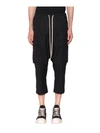 RICK OWENS CARGO CROPPED COTTON PANTS,10351289