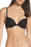 On Gossamer Sleek Micro Lace Underwire Convertible Push-up Bra In Black
