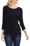 VINCE CAMUTO LACE-UP RIBBED TOP,9128606