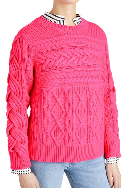 Burberry Wool And Cashmere Sweater In Bright Rose Pink