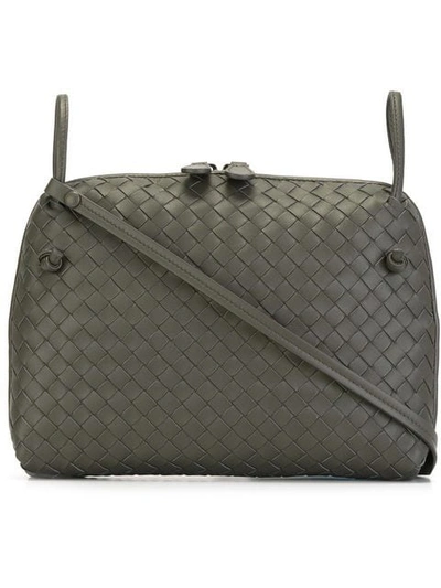 Bottega Veneta Nodini Small Intrecciato Leather Cross-body Bag In Grey