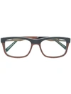 GOLD AND WOOD SQUARE FRAME GLASSES,MADISON12607387