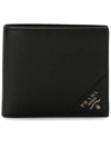 Prada Logo Plaque Bi-fold Wallet In Black