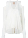 NUDE NUDE COLD SHOULDER KNIT TOP - WHITE,110172212614197