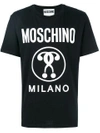 Moschino Black Double Question Mark Logo T-shirt In Black