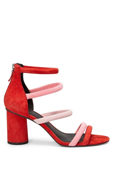 Rebecca Minkoff Women's Andree Suede Colour-block Ankle Strap High-heel Sandals In Cherry