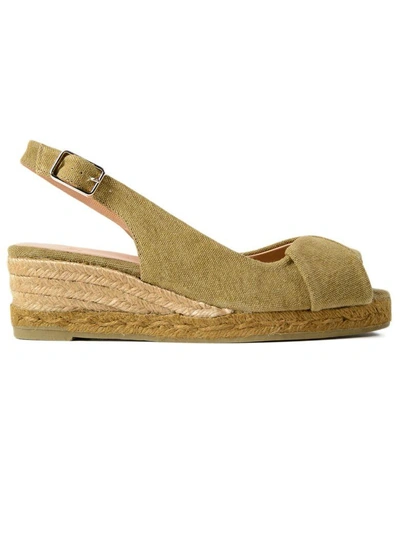 Castaã±er Castañer Espadrille Wedge Sandals - Green In Verde Militare