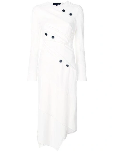 Proenza Schouler Asymmetric Ruched Stretch-crepe Midi Dress In White