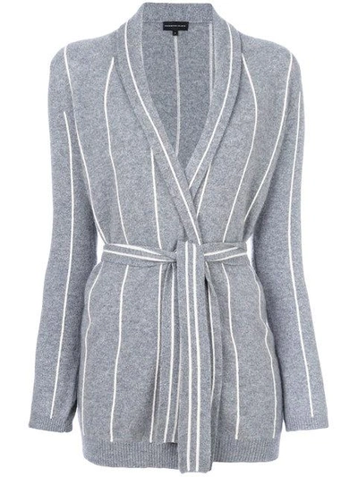 Cashmere In Love Cashmere Charlotte Striped Cardigan In Grey