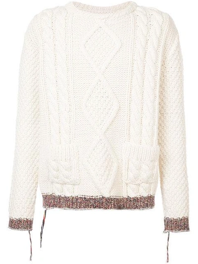 Maison Margiela Hand Made Cable Knit Sweater In White