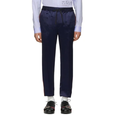 Gucci Acetate Jogging Trouser With Stripe In Blue