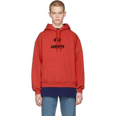 Balenciaga Europe-print Hooded Sweatshirt In Red | ModeSens