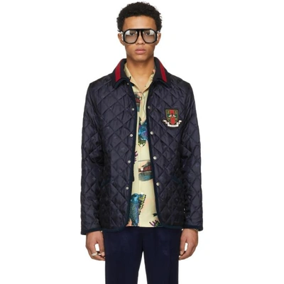 Gucci Loved Ufo Quilted Jacket In Blue