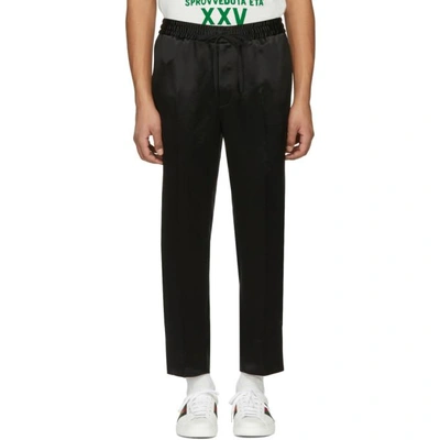 Gucci Black Logo Band Trousers In 1157 Black