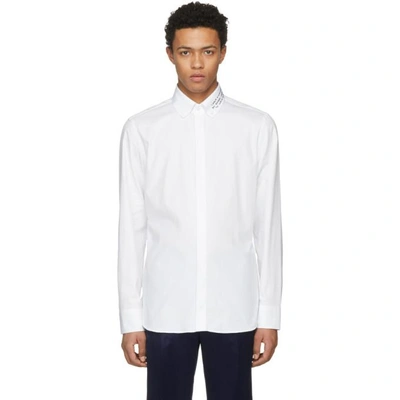 Gucci Text-embroidered Single-cuff Cotton-poplin Shirt In 9000 White