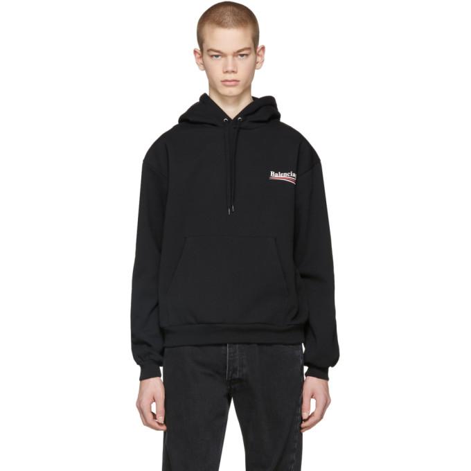 balenciaga black campaign logo hoodie