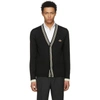 GUCCI GUCCI BLACK EMBROIDERED BEE PATCH CARDIGAN,496443 X9I00