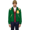 GUCCI GUCCI GREEN GUCCY TIGER FELT BOMBER JACKET,495032 Z524H