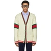 Gucci Off-white Wool Web Cable Knit Cardigan In Milk