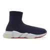 Balenciaga Men's Speed Mid-top Trainer Sock Sneakers, Blue In Acier