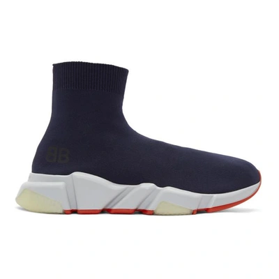 Balenciaga Men's Speed Mid-top Trainer Sock Sneakers, Blue In 4102 Bleu M