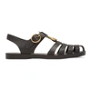 GUCCI Black Glossy Rubber Sandals,463463 J8700