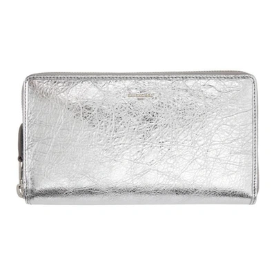 Balenciaga Silver Metallic Continental Wallet
