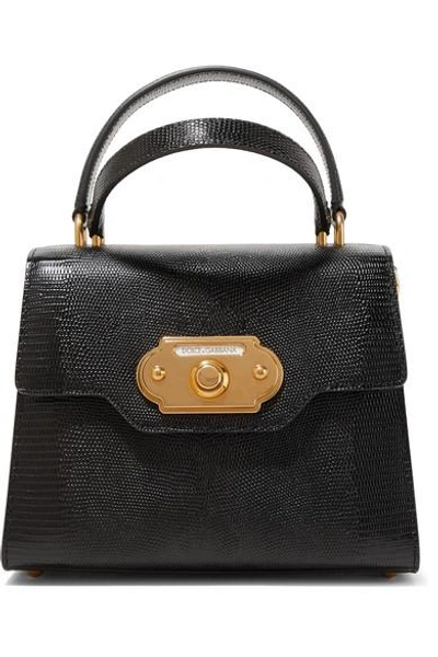 Dolce & Gabbana Welcome Small Lizard-effect Leather Tote In Multi